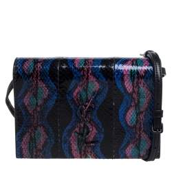 مملوكة مسبقًا Saint Laurent Multicolor Snakeskin Monogram Toy Kate Wallet on Strap