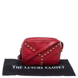 Yves Saint Laurent Red Studded Leather Y Shoulder Bag