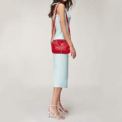 Yves Saint Laurent Red Studded Leather Y Shoulder Bag