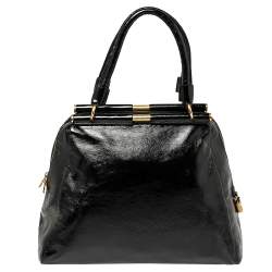 Pre Owned Yves Saint Laurent Black Patent Leather Medium Majorelle Tote