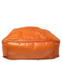 Pre Owned Yves Saint Laurent Orange Leather Charms Tote