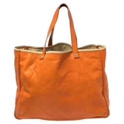 Pre Owned Yves Saint Laurent Orange Leather Charms Tote