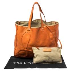 Pre Owned Yves Saint Laurent Orange Leather Charms Tote