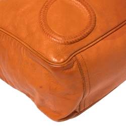 Pre Owned Yves Saint Laurent Orange Leather Charms Tote