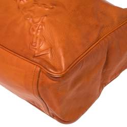 Pre Owned Yves Saint Laurent Orange Leather Charms Tote