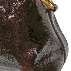 Pre Owned Yves Saint Laurent Plum Patent Leather Oversized Muse Satchel