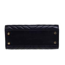 Pre Owned Saint Laurent Black Matelasse Leather Small Monogram Cabas Tote