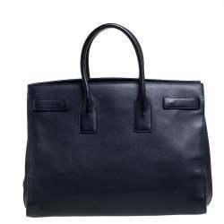 ممل وكة مسبقًا Saint Laurent Navy Blue Leather Large Classic Sac De Jour Tote