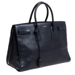 مملوكة مسبقًا Saint Laurent Navy Blue Leather Large Classic Sac De Jour Tote