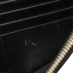 Pre Owned Saint Laurent Black Matelasse Leather Monogram Envelope Wallet on Chain