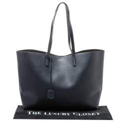 Pre Owned Saint Laurent Midnight Blue Leather E/W Shopper Tote