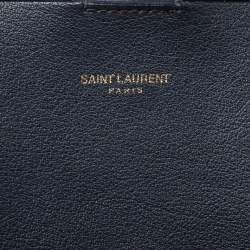 Pre Owned Saint Laurent Midnight Blue Leather E/W Shopper Tote