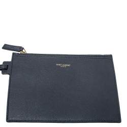 Pre Owned Saint Laurent Midnight Blue Leather E/W Shopper Tote