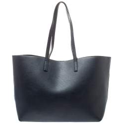 Pre Owned Saint Laurent Midnight Blue Leather E/W Shopper Tote