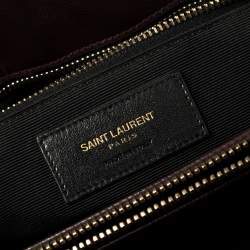 Pre Owned Saint Laurent Burgundy Matelassé Leather Cassandre Shopper Tote