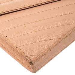 Pre Owned Saint Laurent Pink Matelasse Leather Monogram Envelope Wallet on Chain
