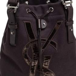 Pre Owned حقيبة سان لوران كانفاس بني وقطيفة كاهالا برباط