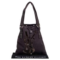 Pre Owned حقيبة سان لوران كانفاس بني وقطيفة كاهالا برباط