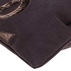 Pre Owned حقيبة سان لوران كانفاس بني وقطيفة كاهالا برباط