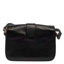 Pre Owned Yves Saint Laurent Black Leather Y-Ligne Flap Crossbody Bag