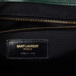 Pre Owned Saint Laurent Green Matelasse Leather Large Cassandre Flap Bag