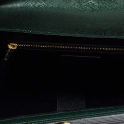 Pre Owned Saint Laurent Green Matelasse Leather Large Cassandre Flap Bag