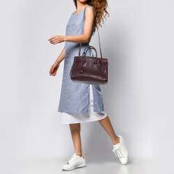 Pre Owned Saint Laurent Burgundy Leather Small Classic Sac De Jour Tote