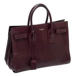 Pre Owned Saint Laurent Burgundy Leather Small Classic Sac De Jour Tote