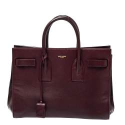 Pre Owned Saint Laurent Burgundy Leather Small Classic Sac De Jour Tote
