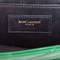 Pre Owned حقيبة سان لوران قلاب كاساندريه متوسطة جلد شيفرون أخضر