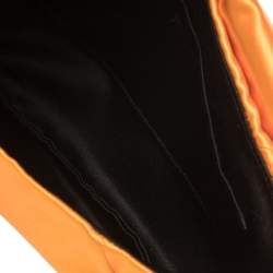 Pre Owned Yves Saint Laurent Orange Satin Horn Embellished Flap Shoulder Bag