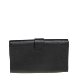 Pre Owned Yves Saint Laurent Black Textured Leather Y-Ligne Clutch