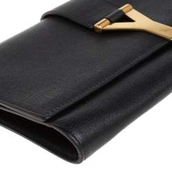 Pre Owned Yves Saint Laurent Black Textured Leather Y-Ligne Clutch