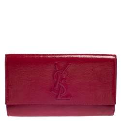 Pre Owned حقيبة كلتش سان لوران باريس بل دو جور جلد لامع فوشيا