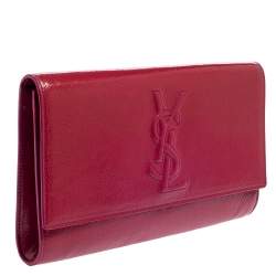 Pre Owned حقيبة كلتش سان لوران باريس بل دو جور جلد لامع فوشيا