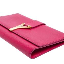 Pre Owned Yves Saint Laurent Pink Leather Y-Ligne Clutch