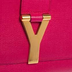 Pre Owned Yves Saint Laurent Pink Leather Y-Ligne Clutch