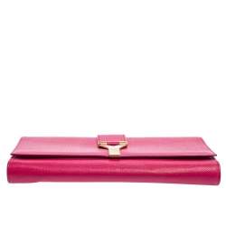 Pre Owned Yves Saint Laurent Pink Leather Y-Ligne Clutch