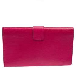 Pre Owned Yves Saint Laurent Pink Leather Y-Ligne Clutch