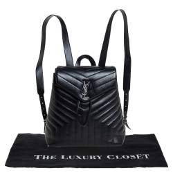 Pre Owned Saint Laurent Black Y Quilted Leather Loulou Backpack
