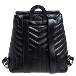 Pre Owned Saint Laurent Black Y Quilted Leather Loulou Backpack