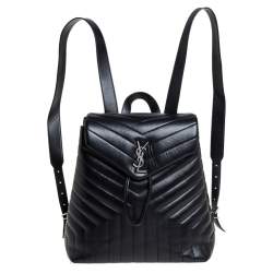 Pre Owned Saint Laurent Black Y Quilted Leather Loulou Backpack