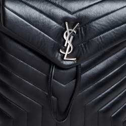 Pre Owned Saint Laurent Black Y Quilted Leather Loulou Backpack