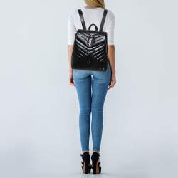 Pre Owned Saint Laurent Black Y Quilted Leather Loulou Backpack