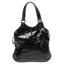 Pre Owned Yves Saint Laurent Black Patent Leather Small Metropolis Tribute Tote