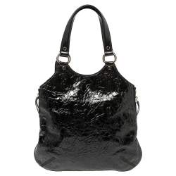 Pre Owned Yves Saint Laurent Black Patent Leather Small Metropolis Tribute Tote