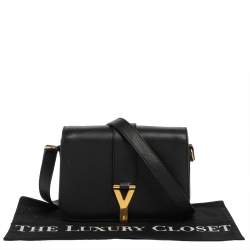 Pre Owned Yves Saint Laurent Black Leather Y-Ligne Flap Shoulder Bag