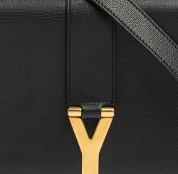 Pre Owned Yves Saint Laurent Black Leather Y-Ligne Flap Shoulder Bag