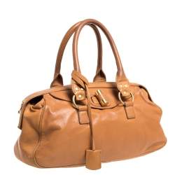 Pre Owned Yves Saint Laurent Caramel Brown Leather Muse Bowler Bag