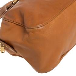 Pre Owned Yves Saint Laurent Caramel Brown Leather Muse Bowler Bag